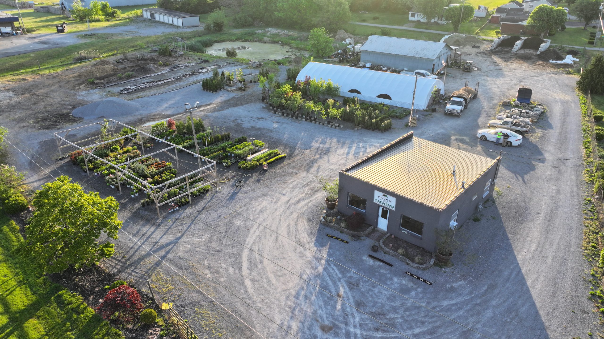 Aerial view of Pack's Nursery